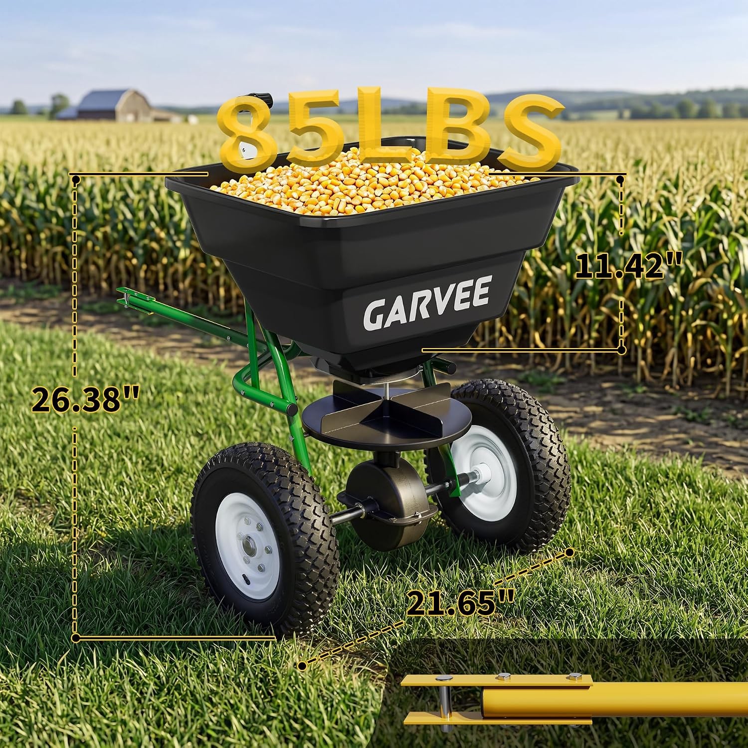 Tow Behind Broadcast Spreader 85lbs Lawn Garden ATV Spreader for Seed Fertilizer
