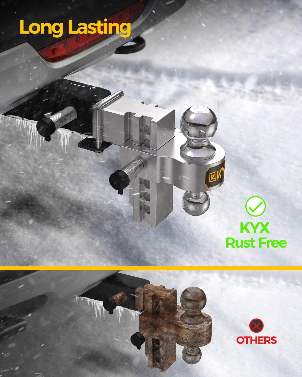 2.5″ Receiver 6″ Drop/Rise Adjustable Trailer Hitch Balls 18500 lbs