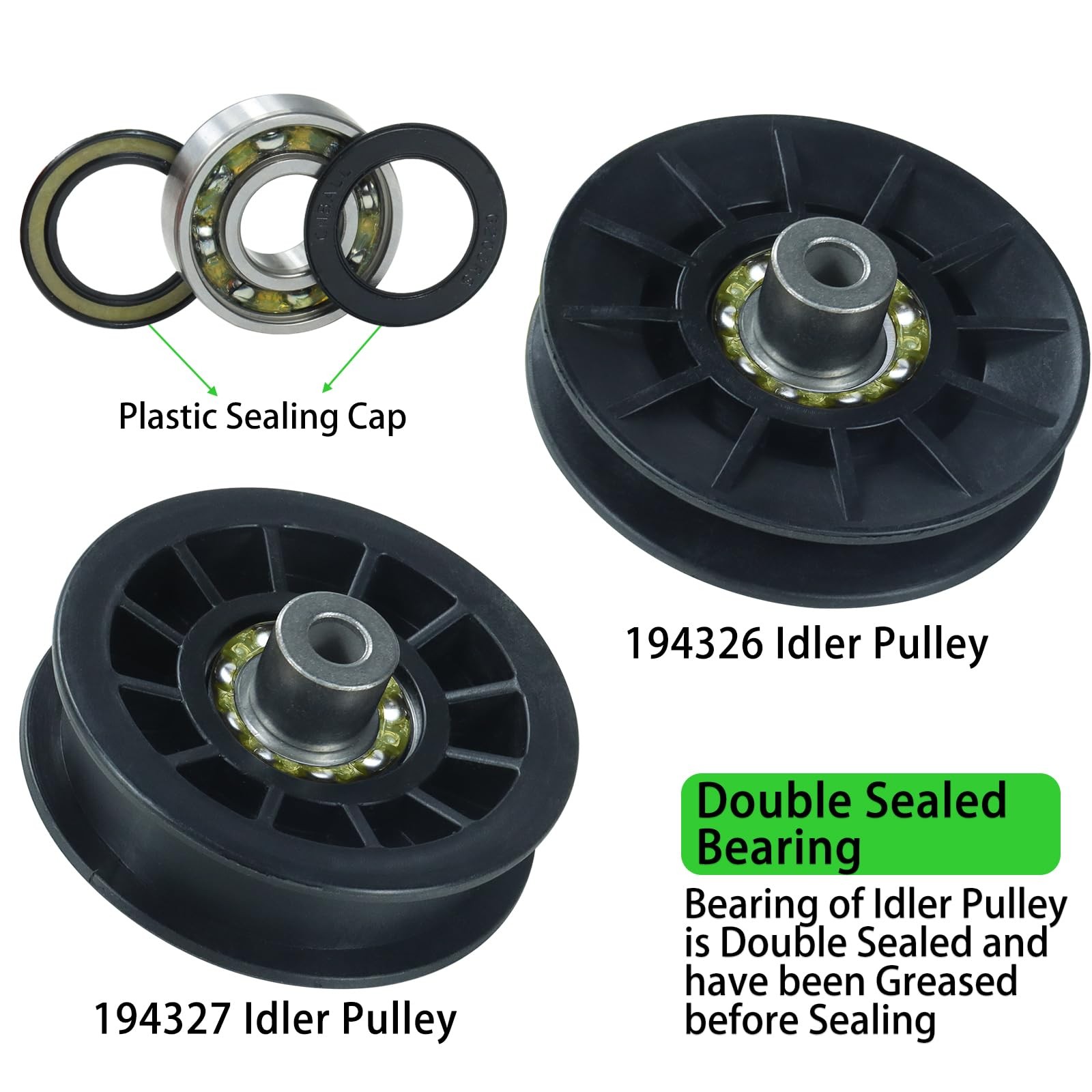 NICHEFLAG 2 Pack 532194326 Idler Pulley with A28 2×532194326+1×532194327