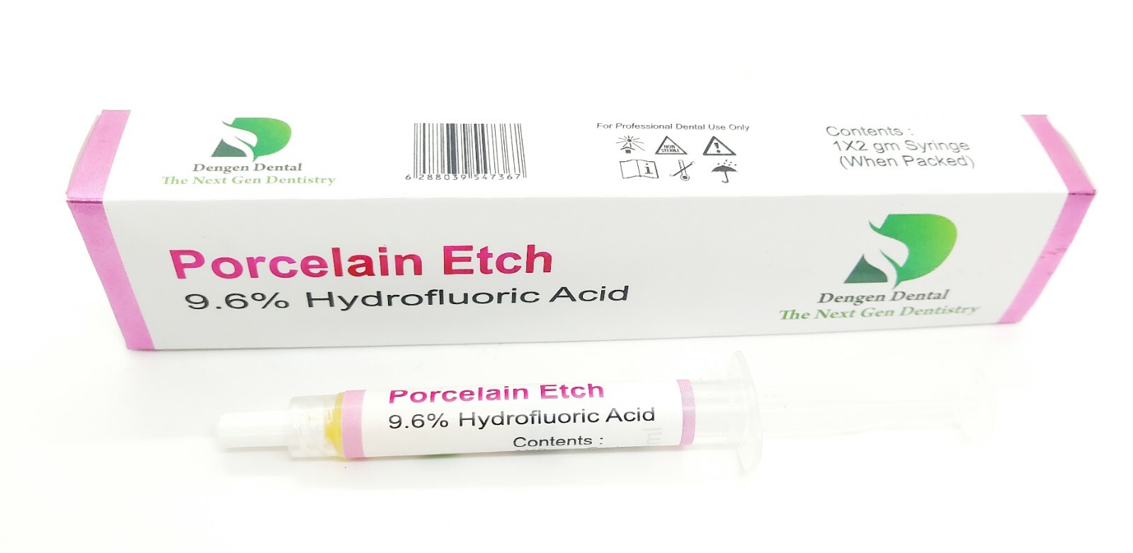 Dent Porcelain Etch Gel 9.6% Hydrofluoric Acid Gel 2Gm Syringe