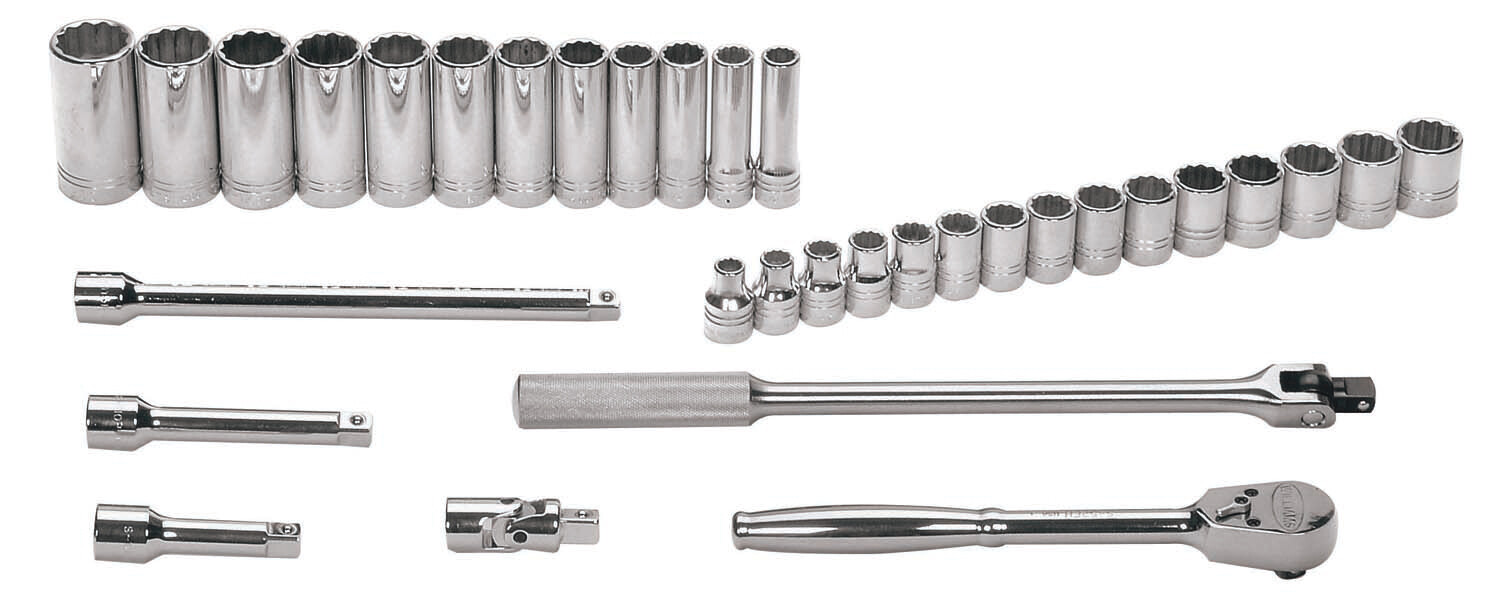 1/2″Drive 13-30mm &10-24mm 12-Point Sockets&Drive Tools Set Williams USA MSS-33F