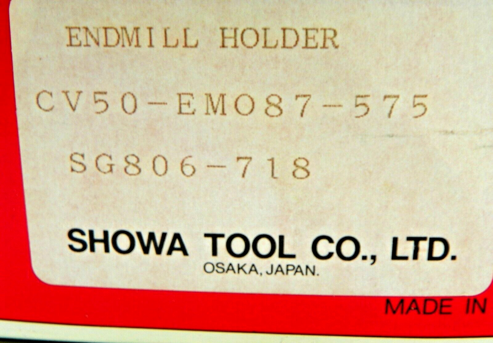 SHOWA, CAT 50 7/8″ END MILL HOLDER, 5.75″ GAGE A012
