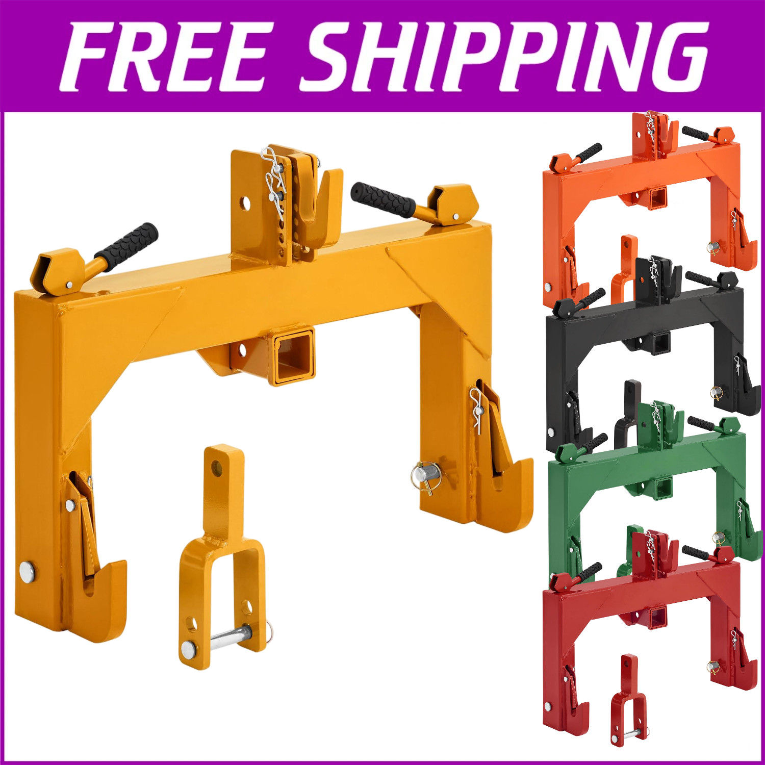 3Point Quick Hitch w/Versatile Adapter 2″ Receiver for Category 1 Tractor 3000lb