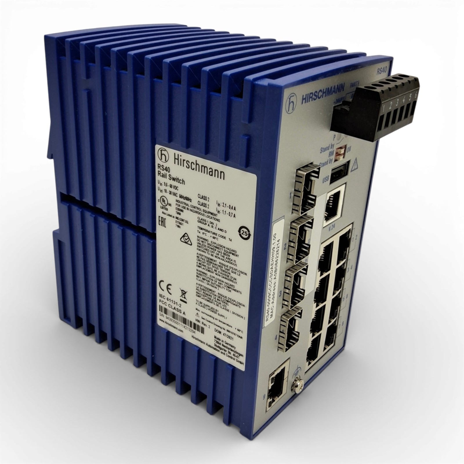 Hirschmann RS40 RS40-0009CCCCSDAE Industrial Ethernet Switch 943935001 DIN Rail