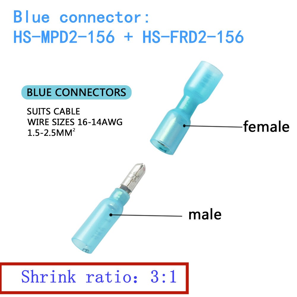 Heat Shrink Bullet Female Male Wire 22-10WAG Connector Crimp Terminal Kit 60PCS