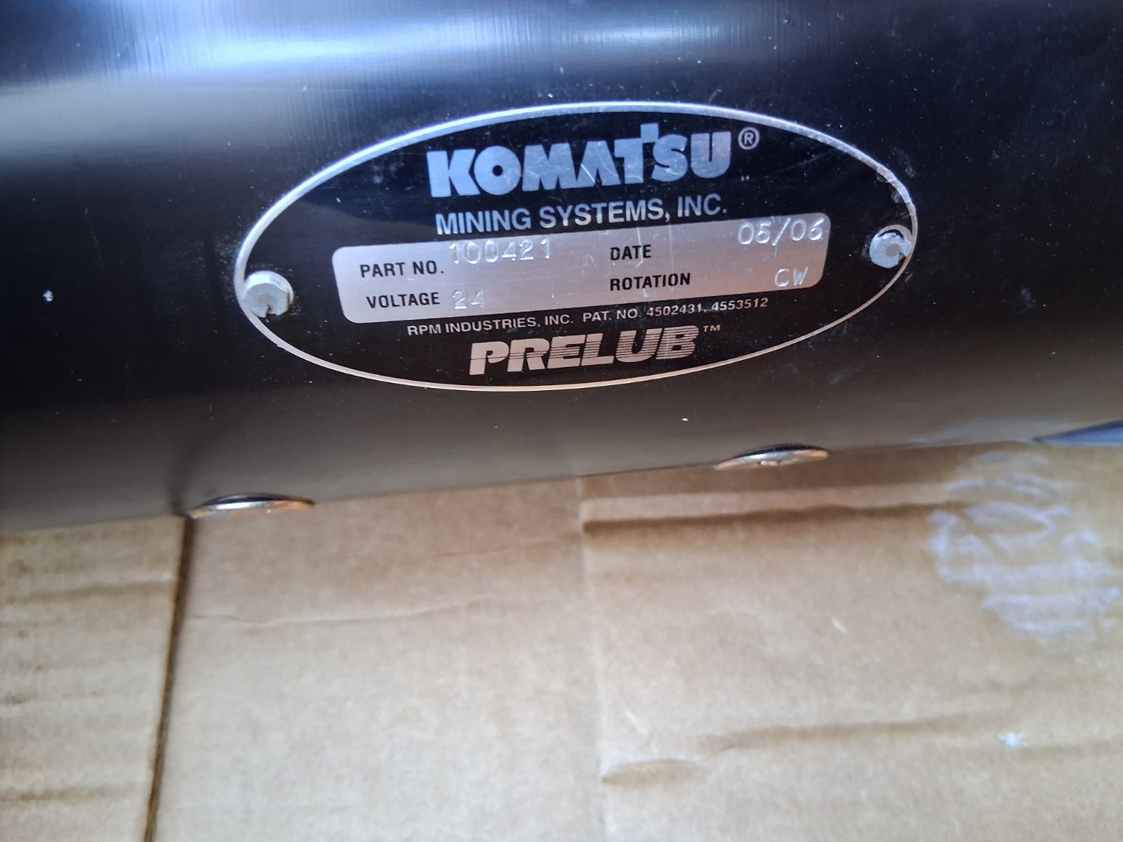 Komatsu Prelub prelube add-on hydraulic pump kit 100421 24V CW AK4559