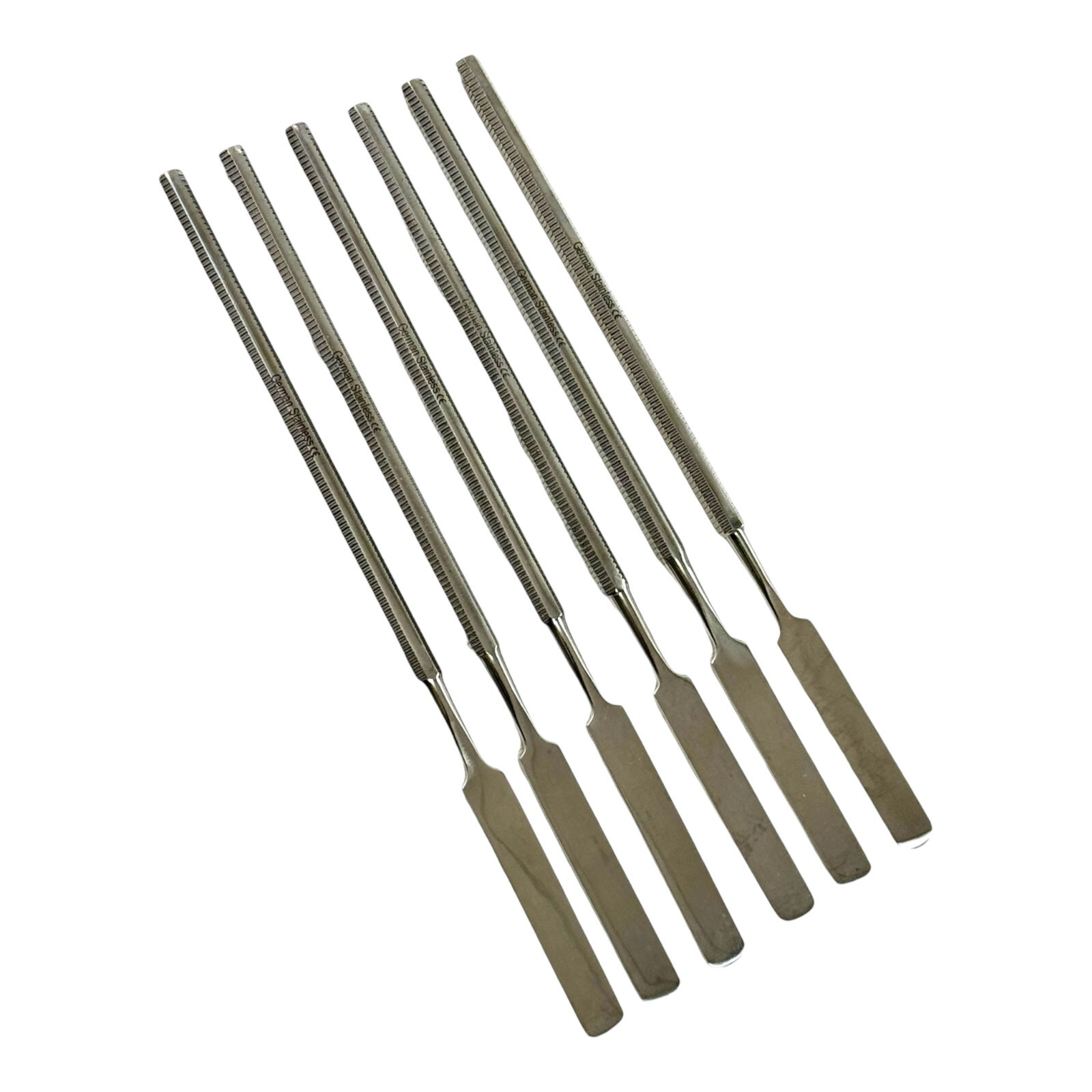 Dental Cement Spatulas, Flat Single-Ended with Textured Grip Stainless Pack of 6