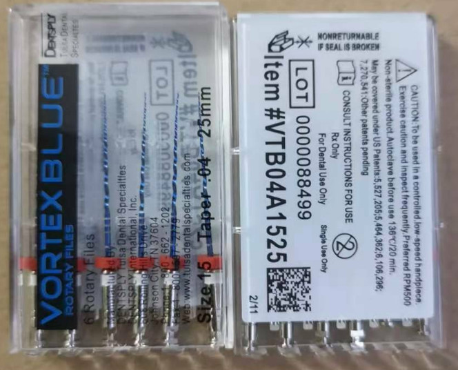 Dentsply Tulsa Dental Vortex Blue.04 Taper rotary files 21mm/25mm 6/pk all sizes
