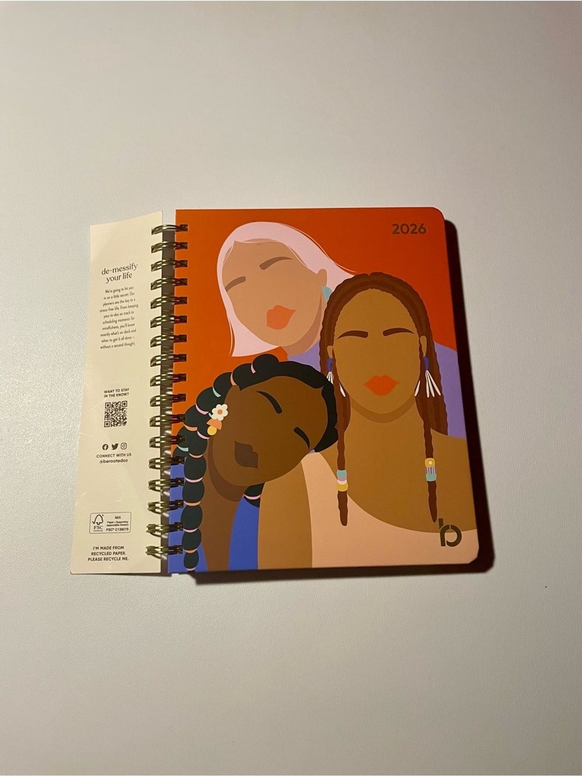 Be Rooted 2026 Illustrated Spiral Planner – Rust & Peach 12 Month Day Plans NWT