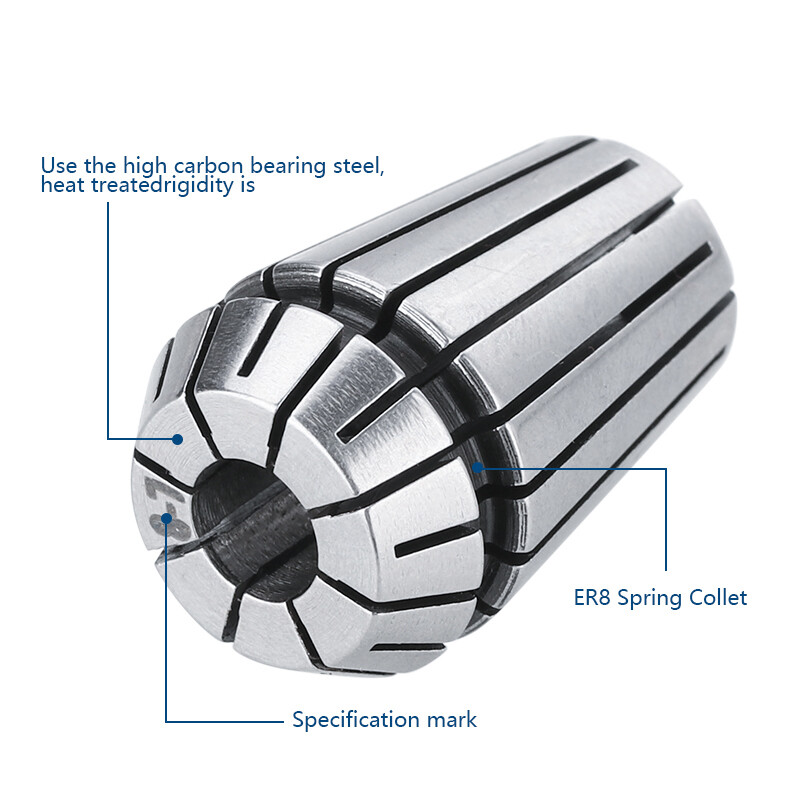 9pcs 1.0-5.0mm ER8 Spring Collet Set for CNC Milling Lathe Engraving Machine