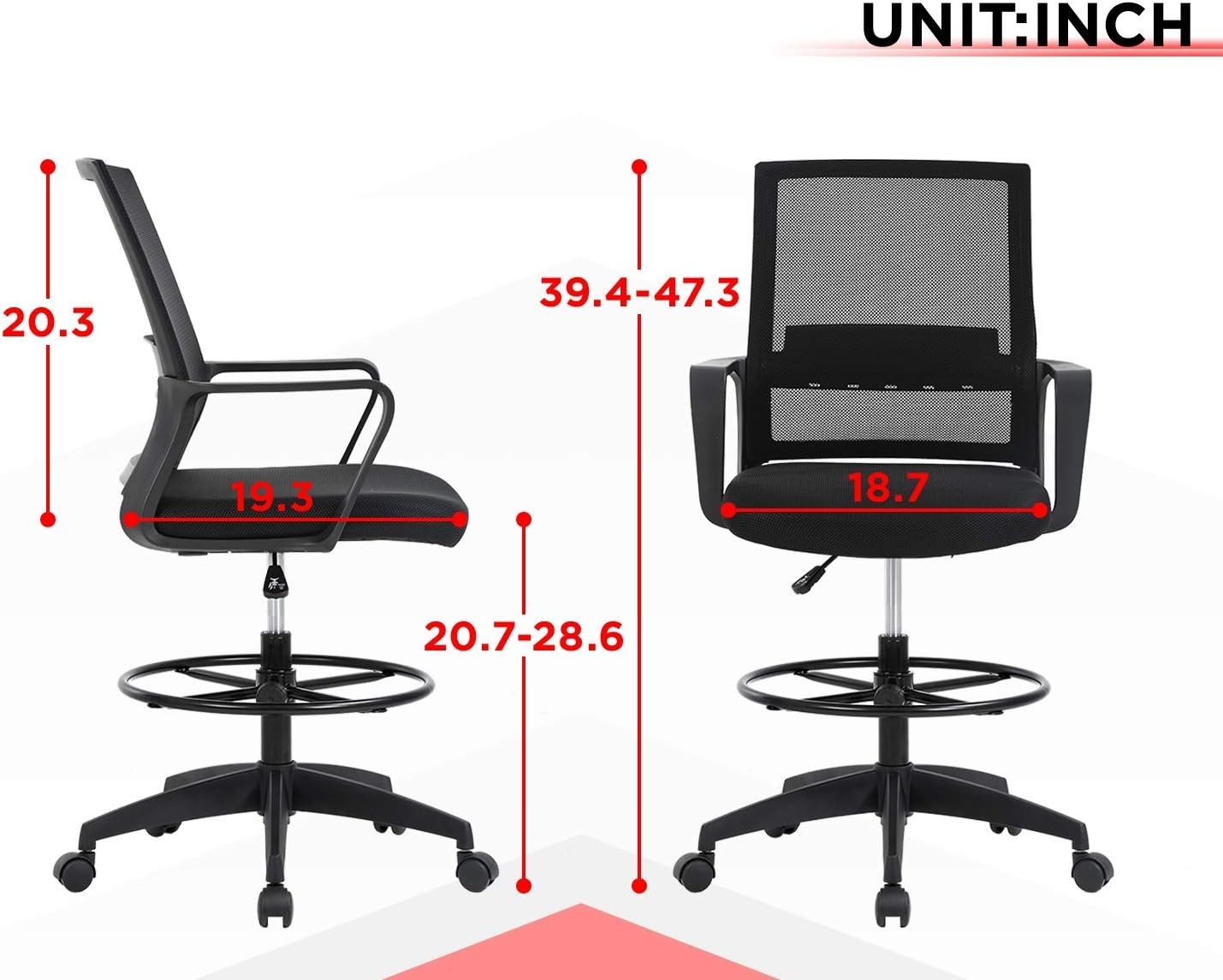 Comfortable Drafting Chair for Home Office with Easy Assembly and Durability