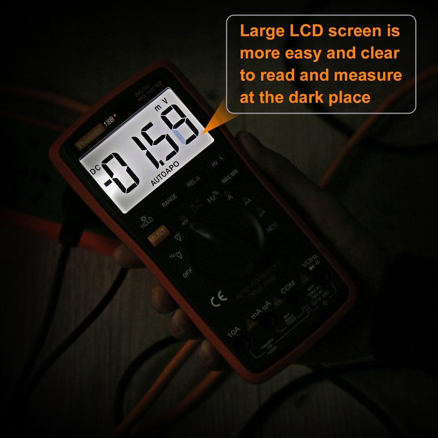Auto Ranging Digital Multimeter TRMS 6000 AC/DC Volt Amp Ohm Diode Test Leads