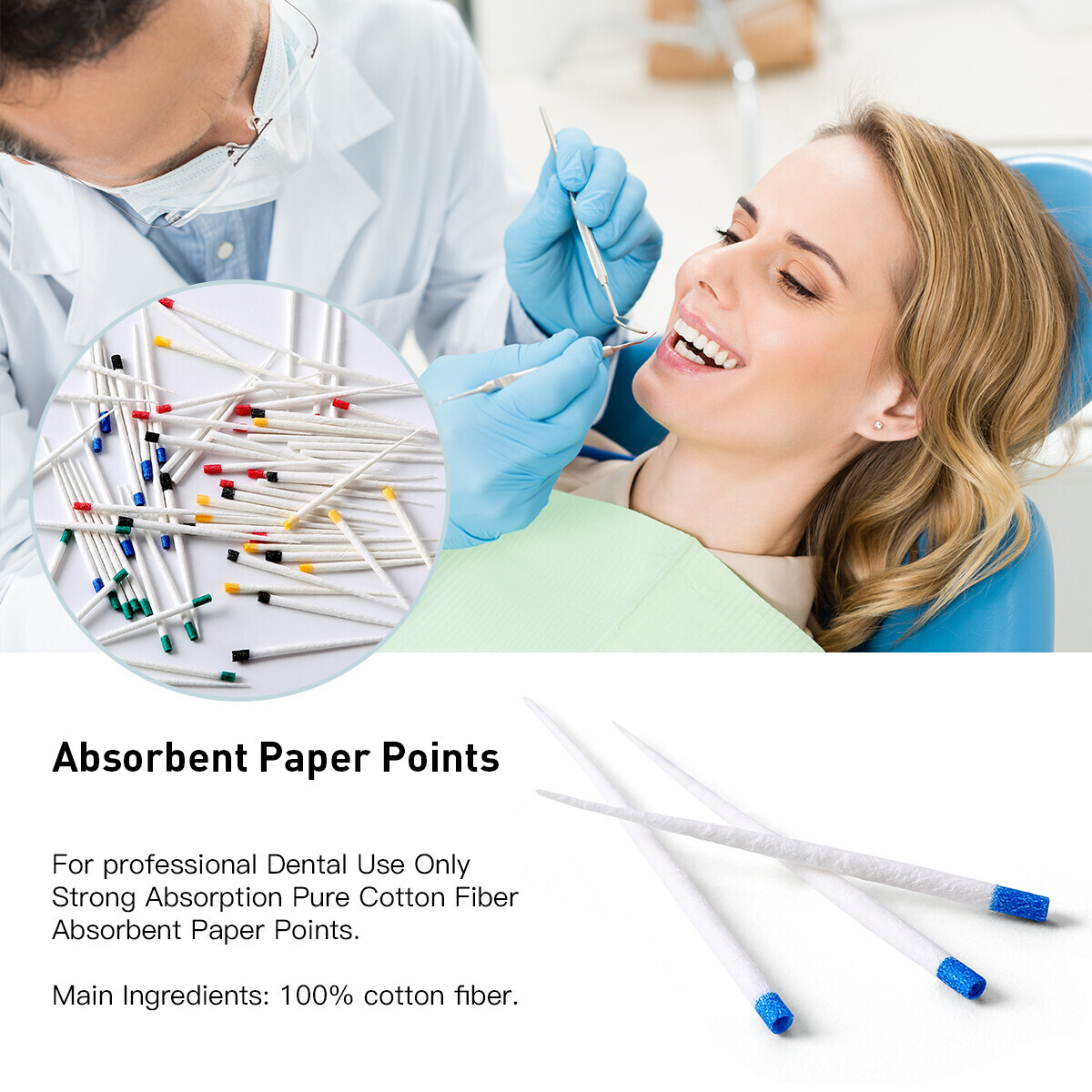 Dental Endodontic Root Canal Absorbent Paper Points Taper 0.04/0.02/0.06 15#-40