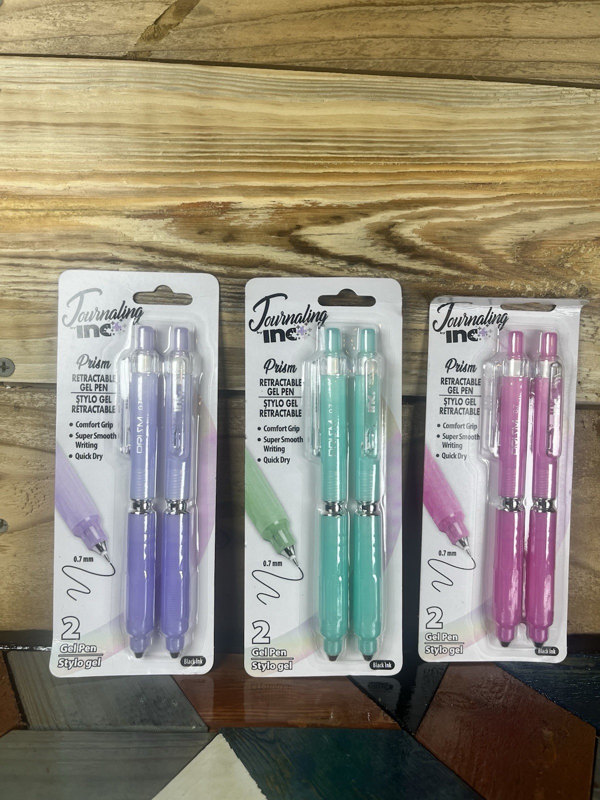 Journaling by INC Prism Retractable Gel Pens 0.7mm Black Ink Three 2-Pack