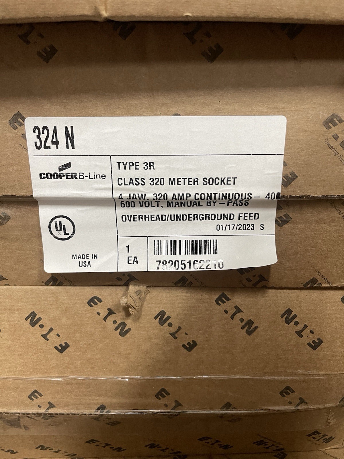 EATON 400 / 320 Amp Meter Base Socket Single Phase 324N & TWO 200amp SQUARE D CB