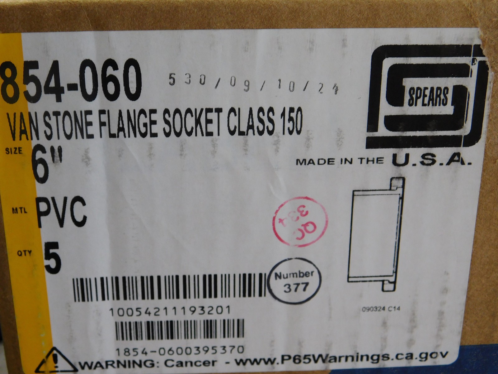 Spears 854-060 6″ Van Stone Flange Coupling Glass Filled PVC Ring Class 150 -…