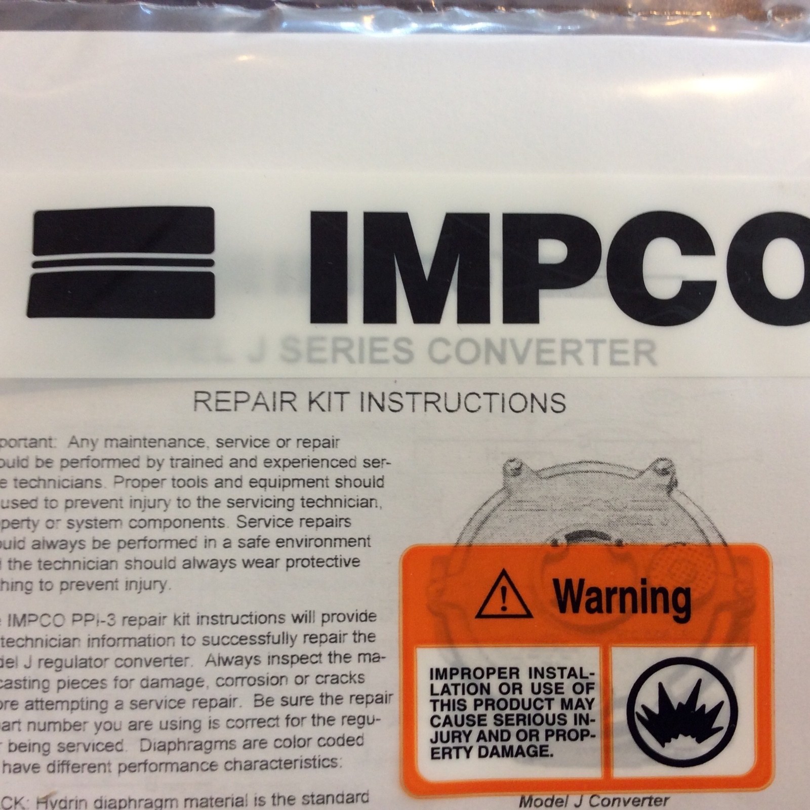 IMPCO Style RK-J-2 Pressure regulator rebuild kit Model JB-2 Converter