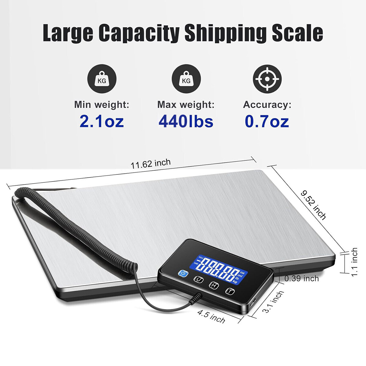 Shipping Scale, 440 LB Heavy Duty Postal Scale for Packages, Large Mailing Scale