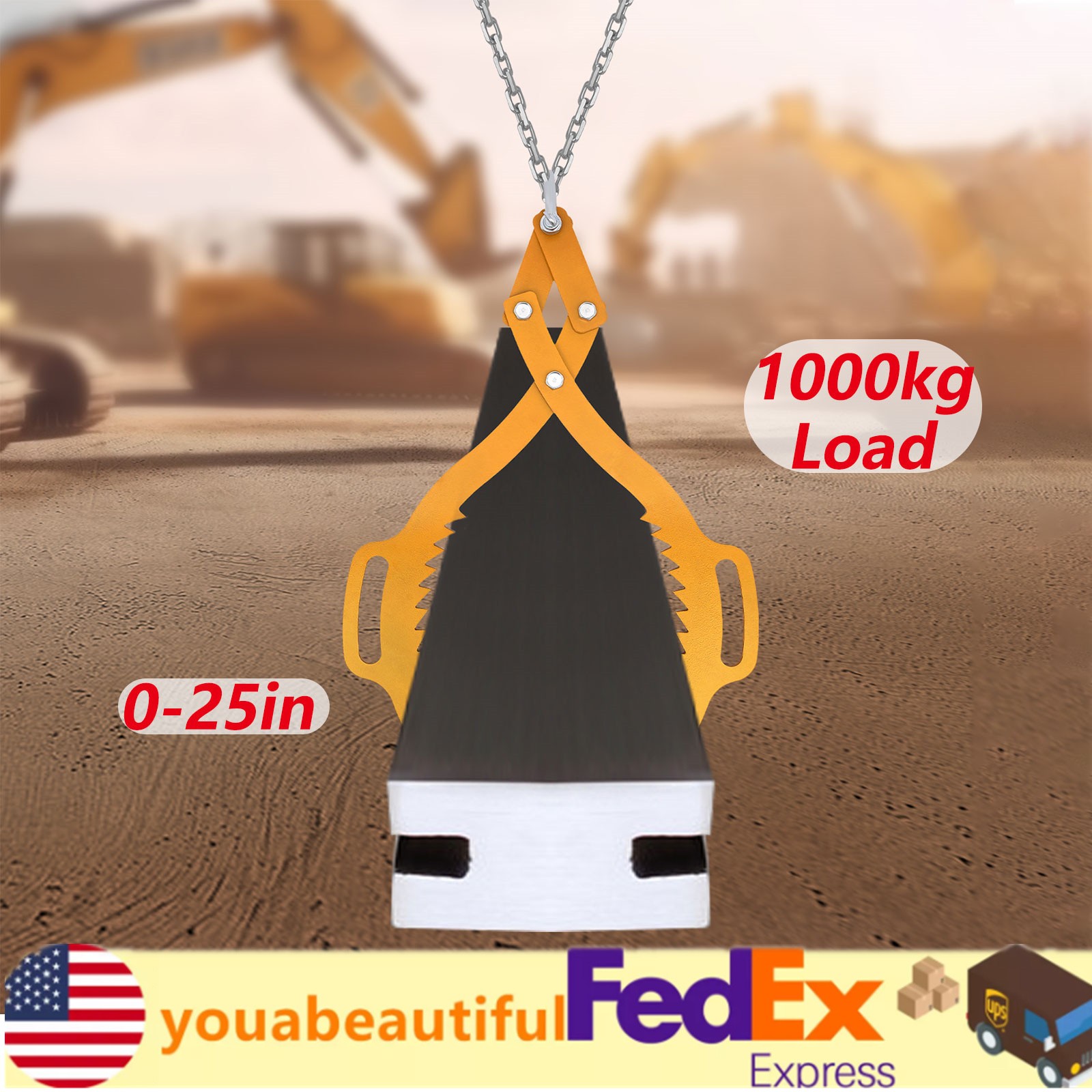 1000kg/2200Lbs 25″ Log Lifting Tongs Claw Hook Heavy Duty Grapple Timber Claw