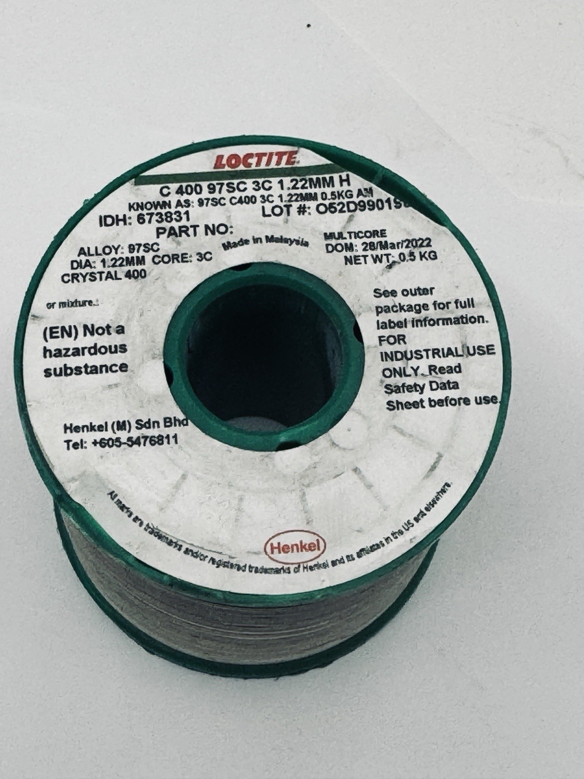 MULTICORE / HENKEL LOCTITE Crystal 400 Solder Wire 97SC 3C 1.22mm Dia 0.5kg