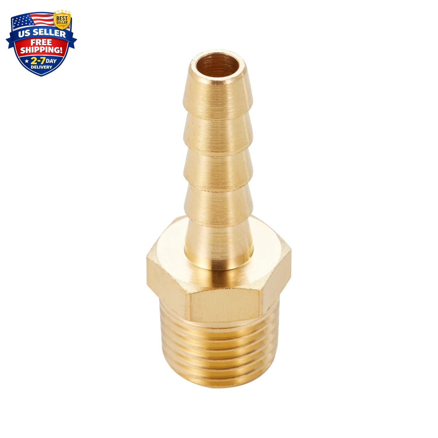 Brass Hose Barb Fittings,1/4″ Barb X 1/4″ NPT Male Air Hose Pipe Fittings,Compre