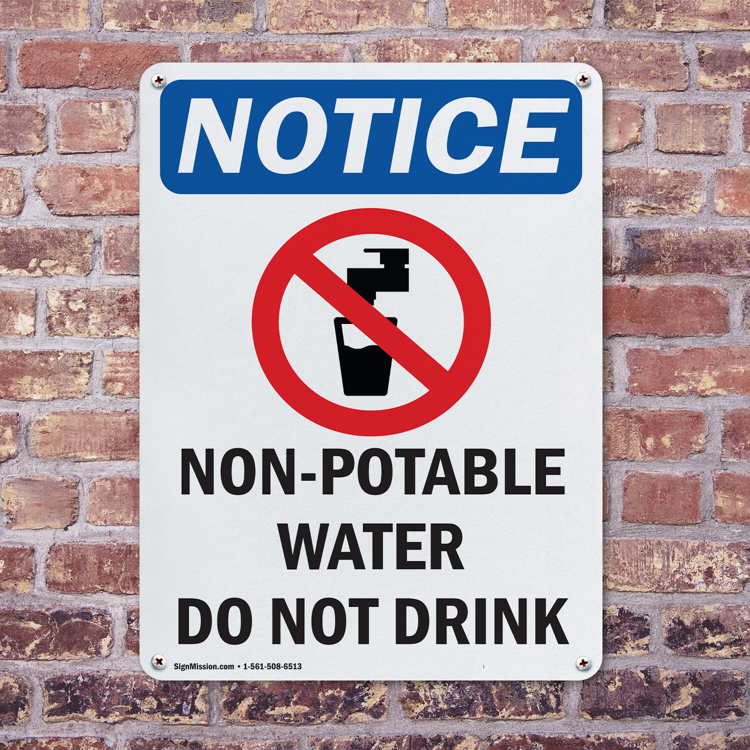 (2 Pack) Non-Potable Water OSHA Notice Sign Decal Metal Plastic