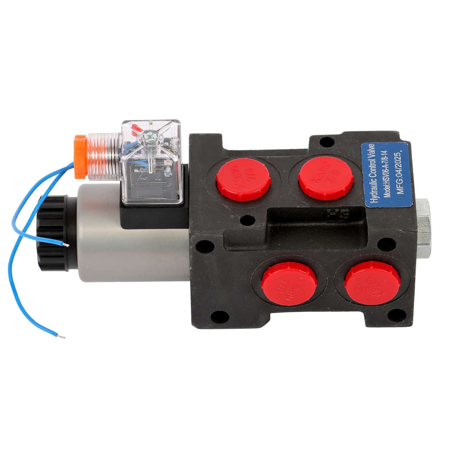 6 Port 12V DC Hydraulic Diverter Valve 13 GPM 25MPa 3 Connectors