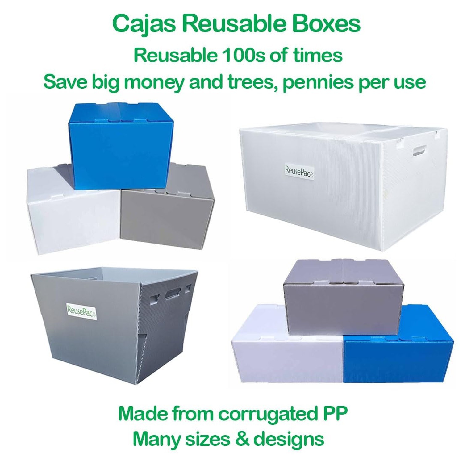 Reusable Foldable Box Corrugated PP Lightweight, Storage Moving Mailing, Heav…