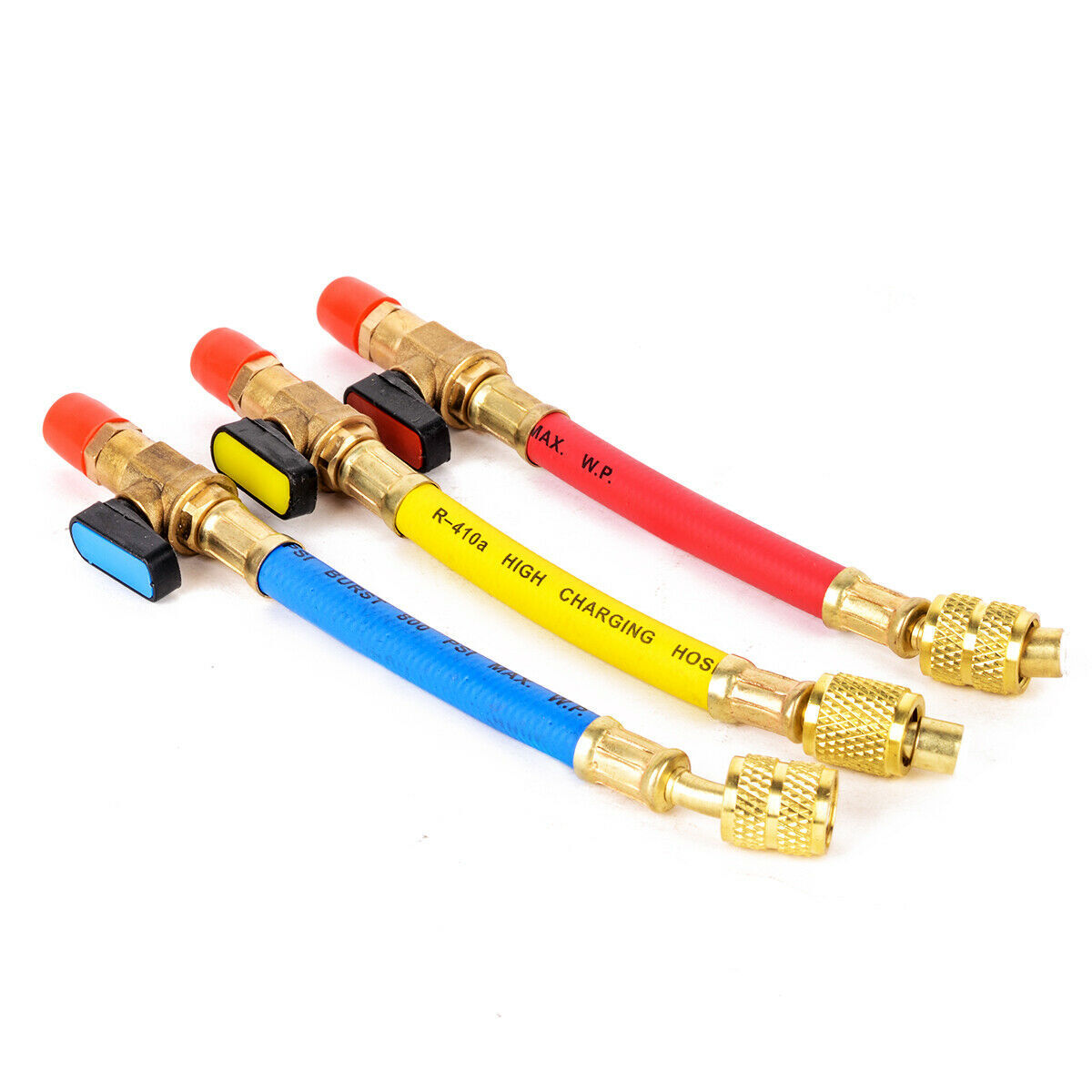 3Pcs Ball Valve R410A Short Charging Hoses HVAC AC Tool Kit 800PSI
