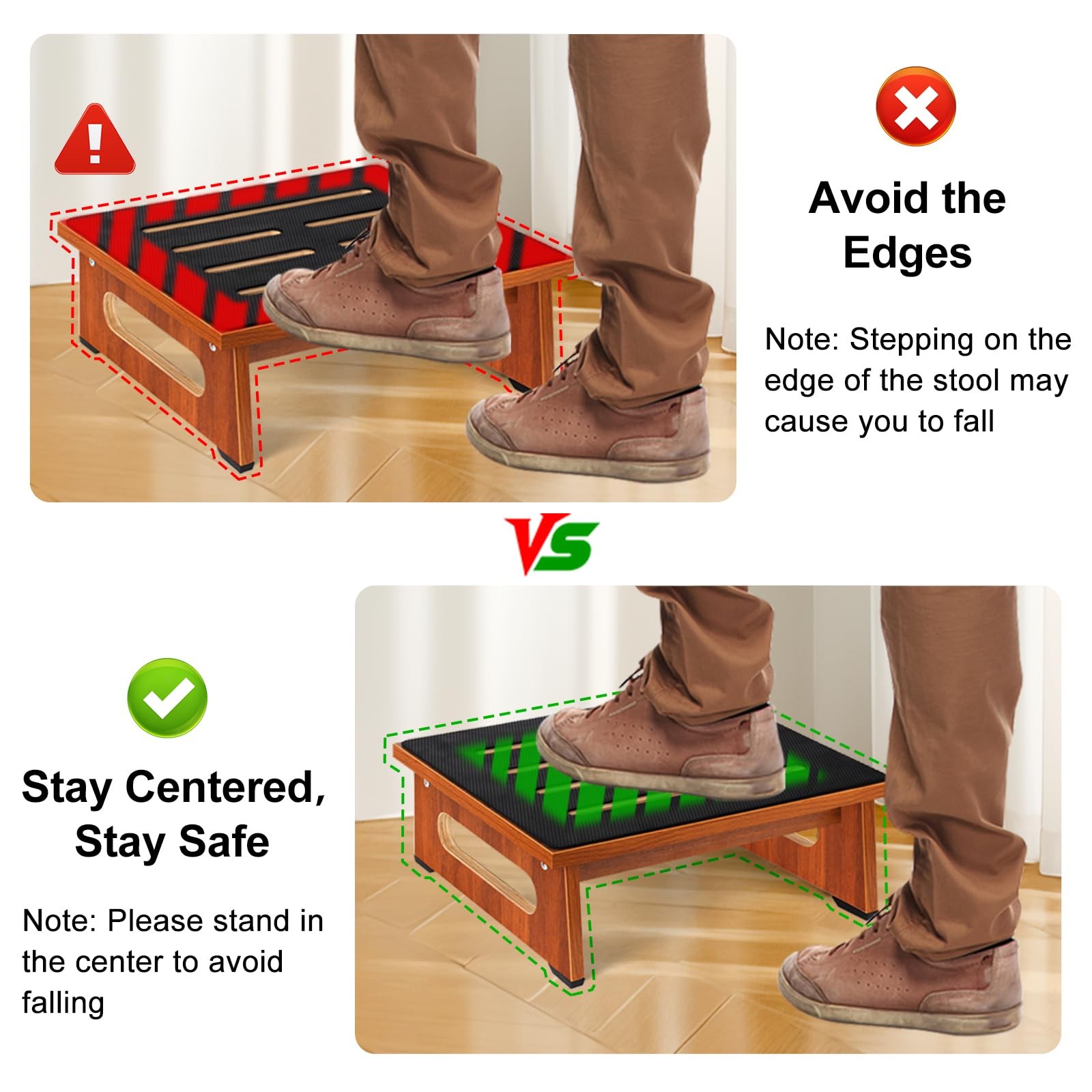 One Step Stool for Adults Seniors with Non-Slip Rubber 5.5 Inch, Brown
