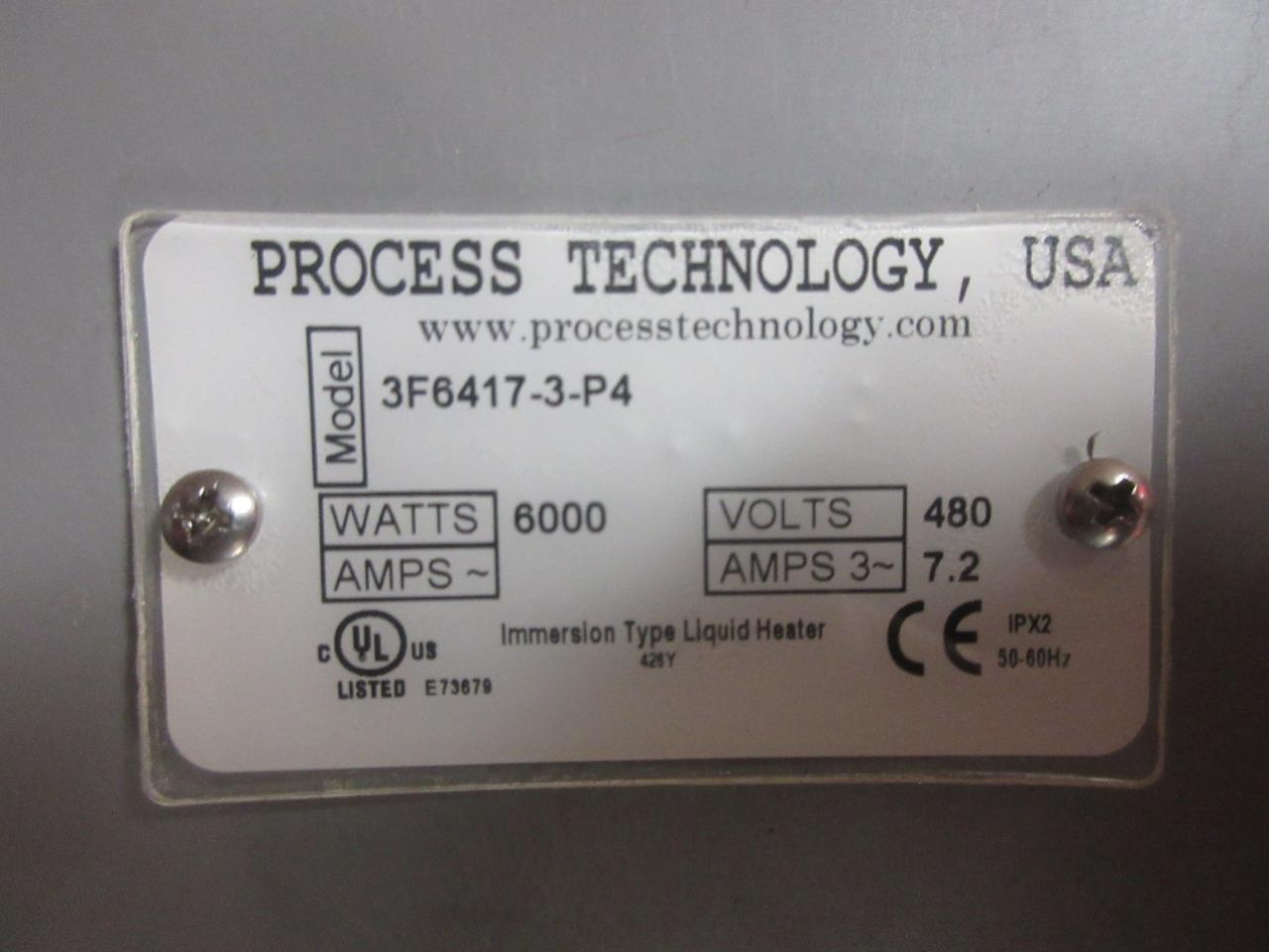 NEW PROCESS TECHNOLOGY 3F6417-3-P4 6000W 480V 7.2 A TRIPLE TUBE OVER SIDE HEATER