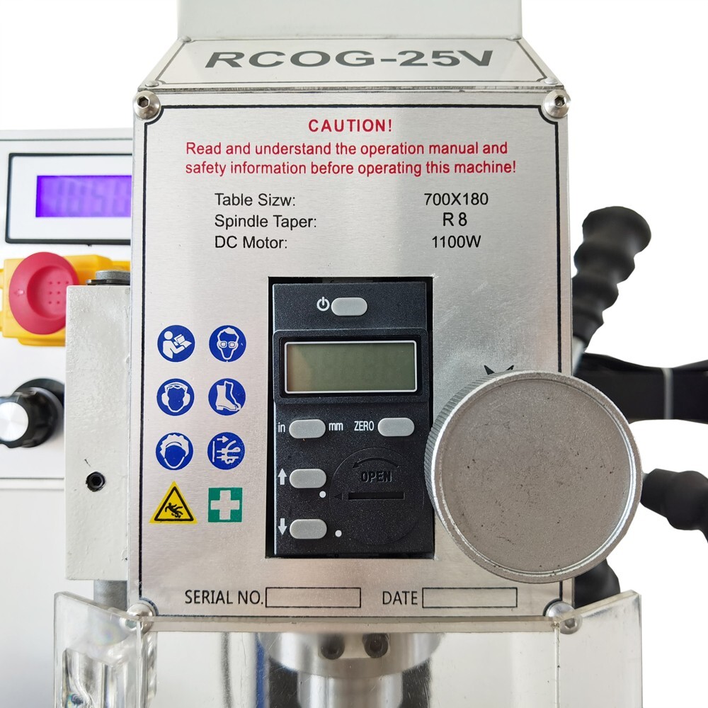 Benchtop Mill/Drill Machine with Grating Ruler Axis X Power Feed 110V R8 1100W