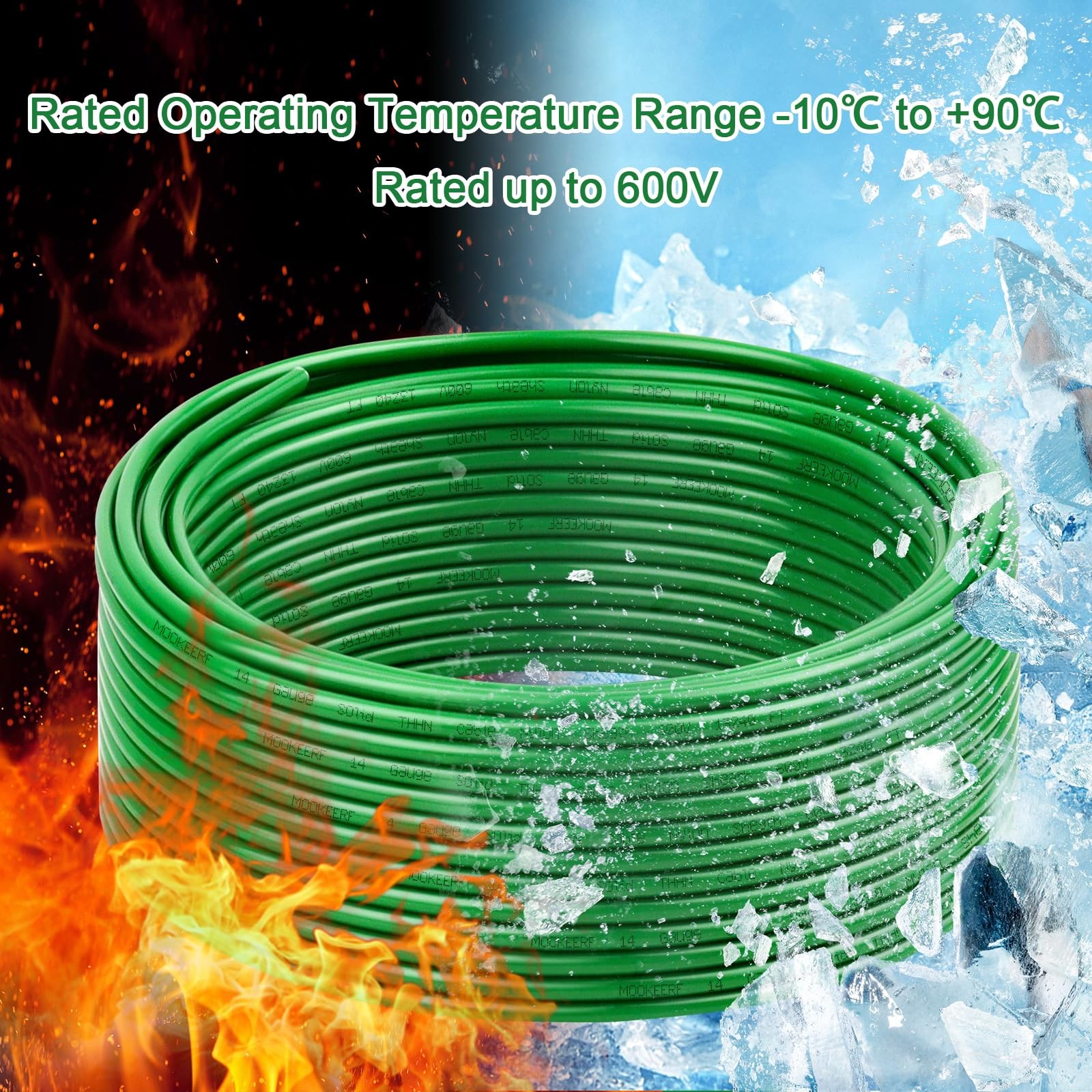 THHN Wire 14 Gauge 50FT – OFC Solid Copper 10 AWG Electrical Building Wire 60…