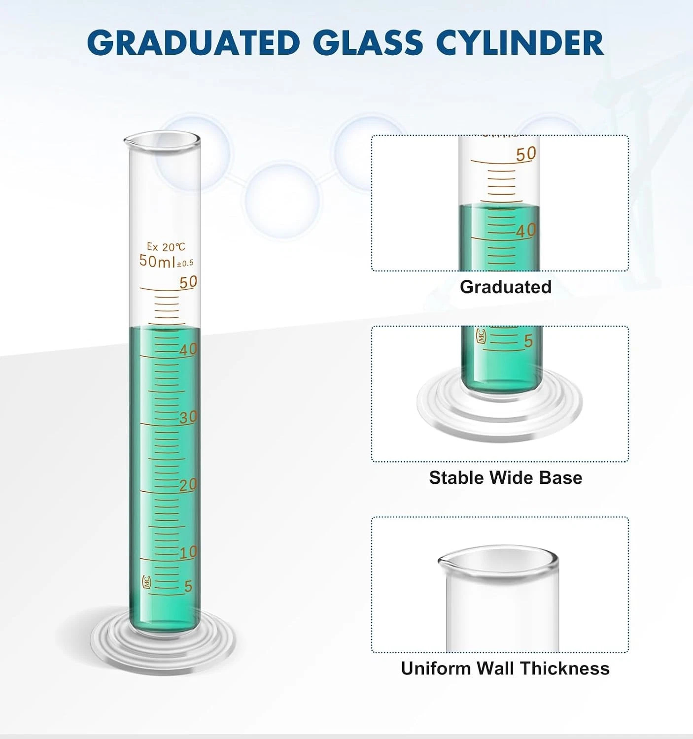 Set of 19,Laboratory Glassware Set Science Lab Chemistry Beaker 50/100/250/500ML