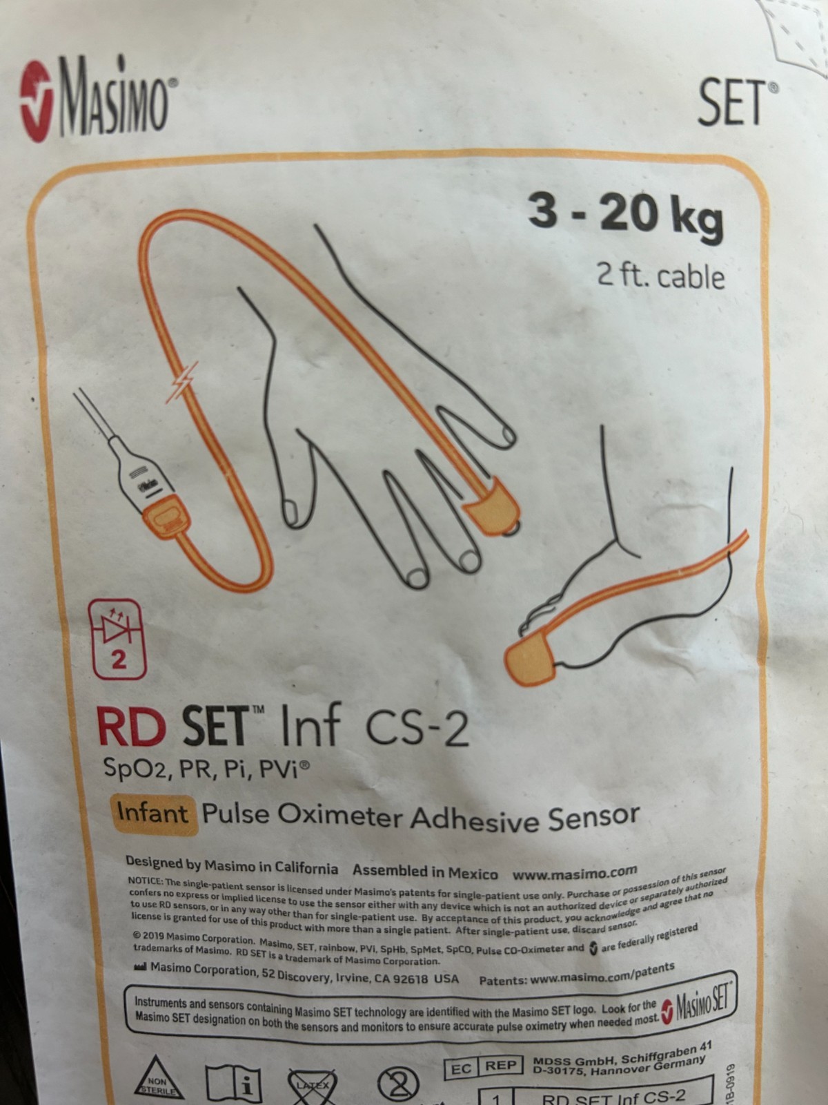 Masimo 4472 RD SET Inf CS-2 Oximeter Sensor Lot of 20 Exp 2027