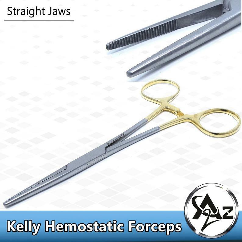 Gold Handle Kelly Hemostat Forceps 5.5″ Straight, Premium Stainless Steel