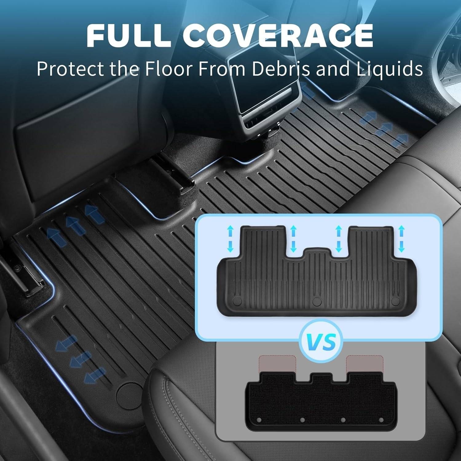 LOZUZ Tesla Model Y Floor Mats TPE Premium Car All Weather Floor Liners 6 pcs
