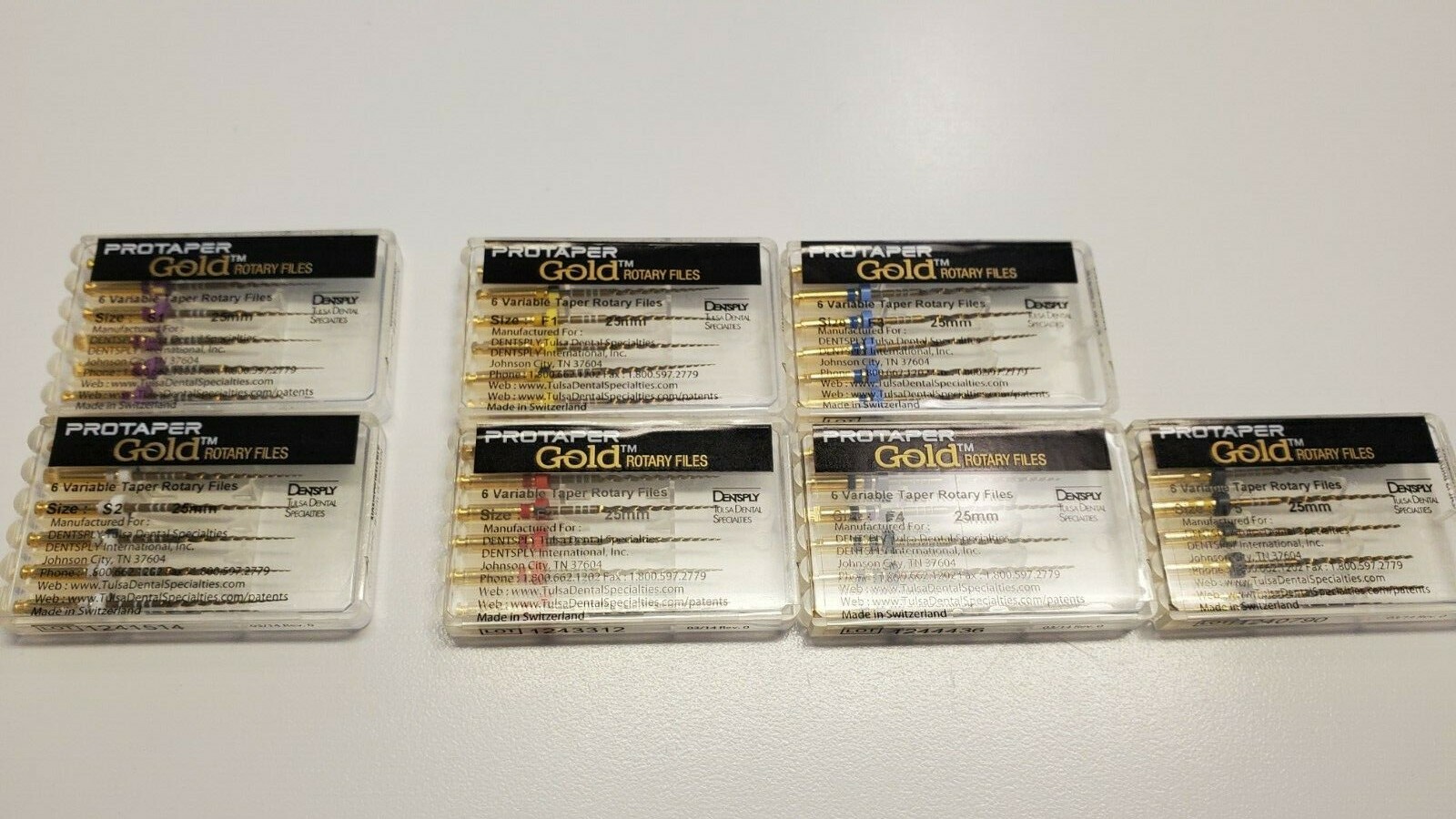 Dentsply ProTaper Gold Rotary Files F1,F2,F3,F4,F5,S1,S2 25mm – 30 files/5 packs