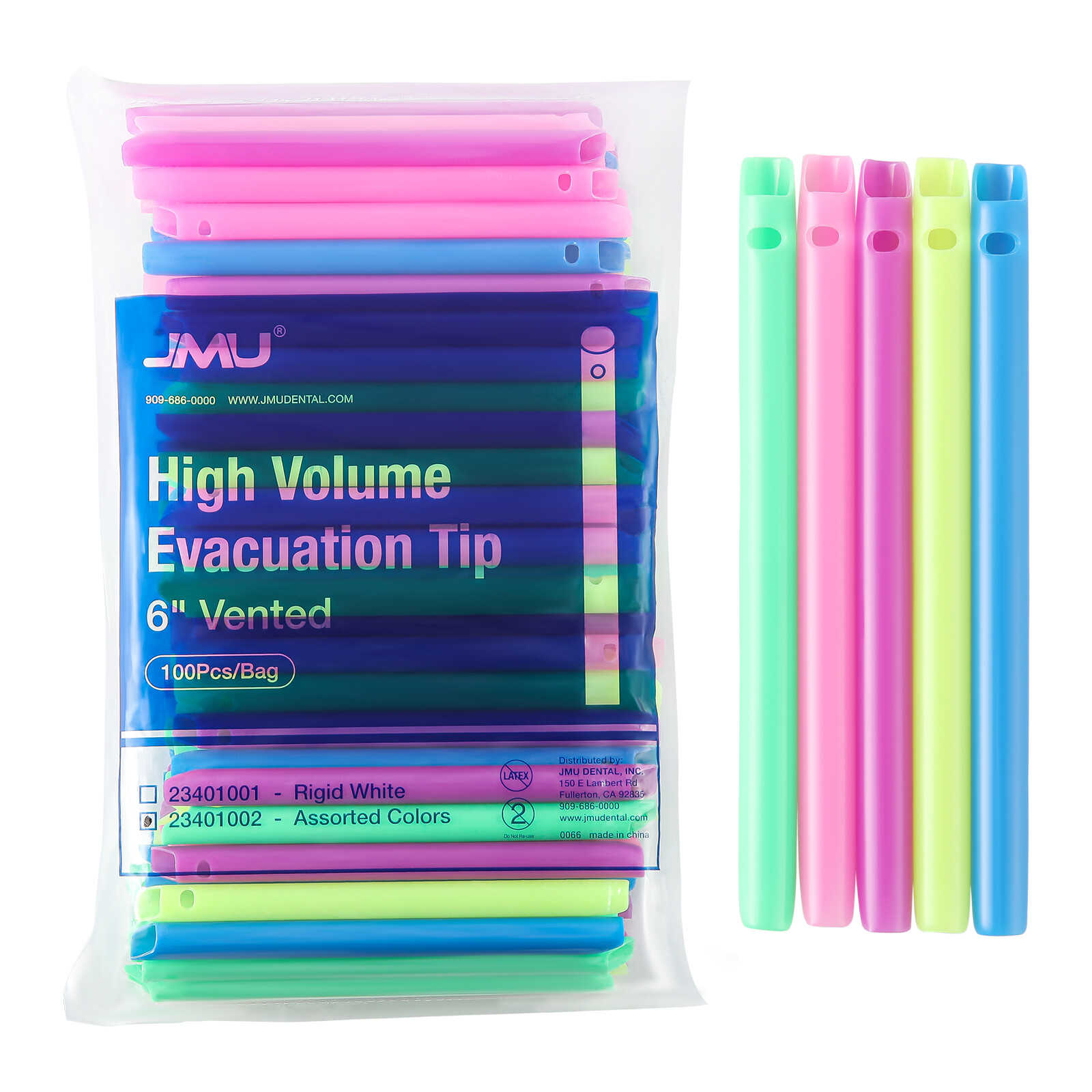 2000pcs/20bag JMU Dental High Volume Evacuation Suction Tips Disposab 6″ Vented