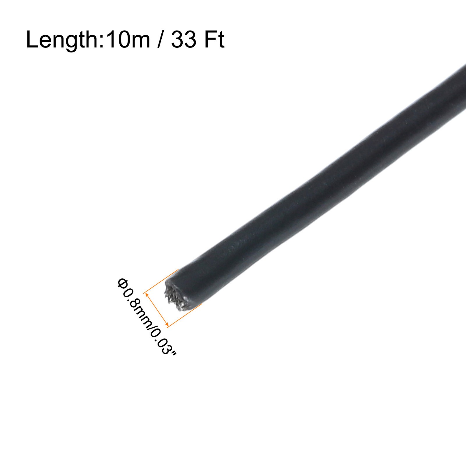 33Ft(10M) Wire Rope 304 Stainless Steel 1/32″(0.8mm) with 2Pcs Sleeve Black