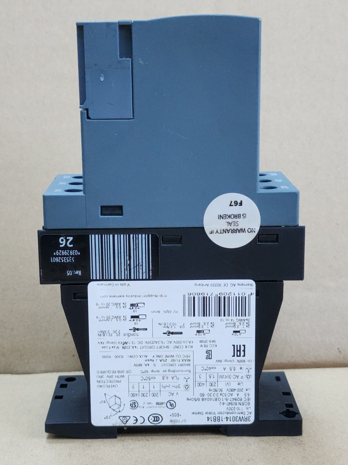 3RW3014-BB14 SIEMENS SIRIUS SOFT STARTER 3RW3014-BB14