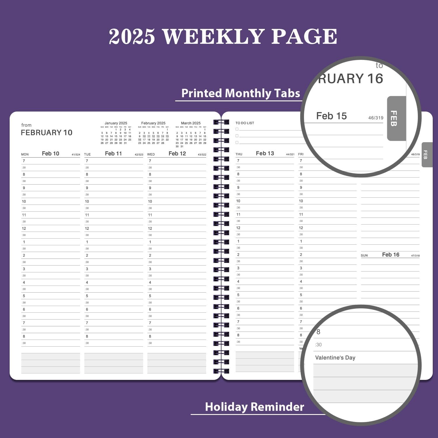 2025 Weekly Appointment Book/Planner-Daily Hourly Planner 2025,Jan 2025-Dec 2026