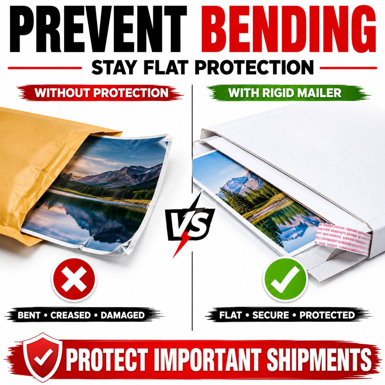 7×9 Rigid Photo Mailers Stay Flat Cardboard Envelopes Self Seal 400 GSM White