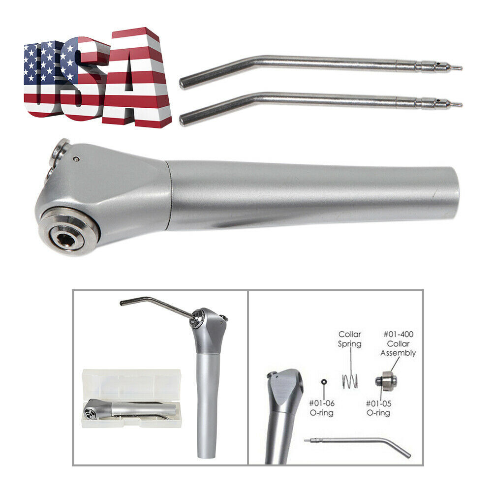 Dental 3 Way Air Water Syringe Triple Spray Handpiece with 2 Nozzles Tips Tubes