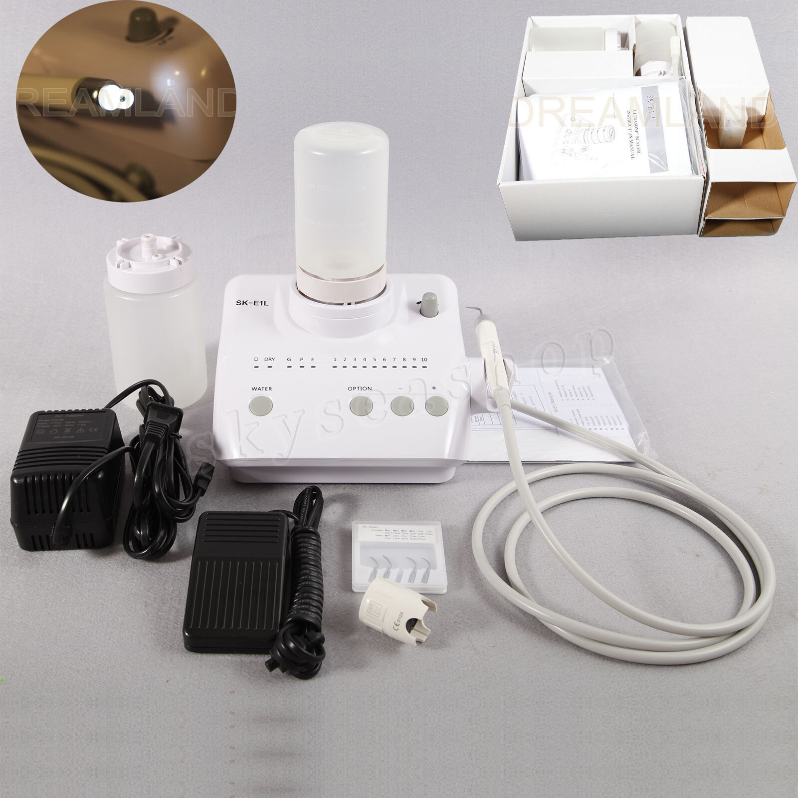 SKE1-LED Dental Piezo Ultrasonic Scaler With 5Tip & 2 bottles For EMS/WOODPECKER