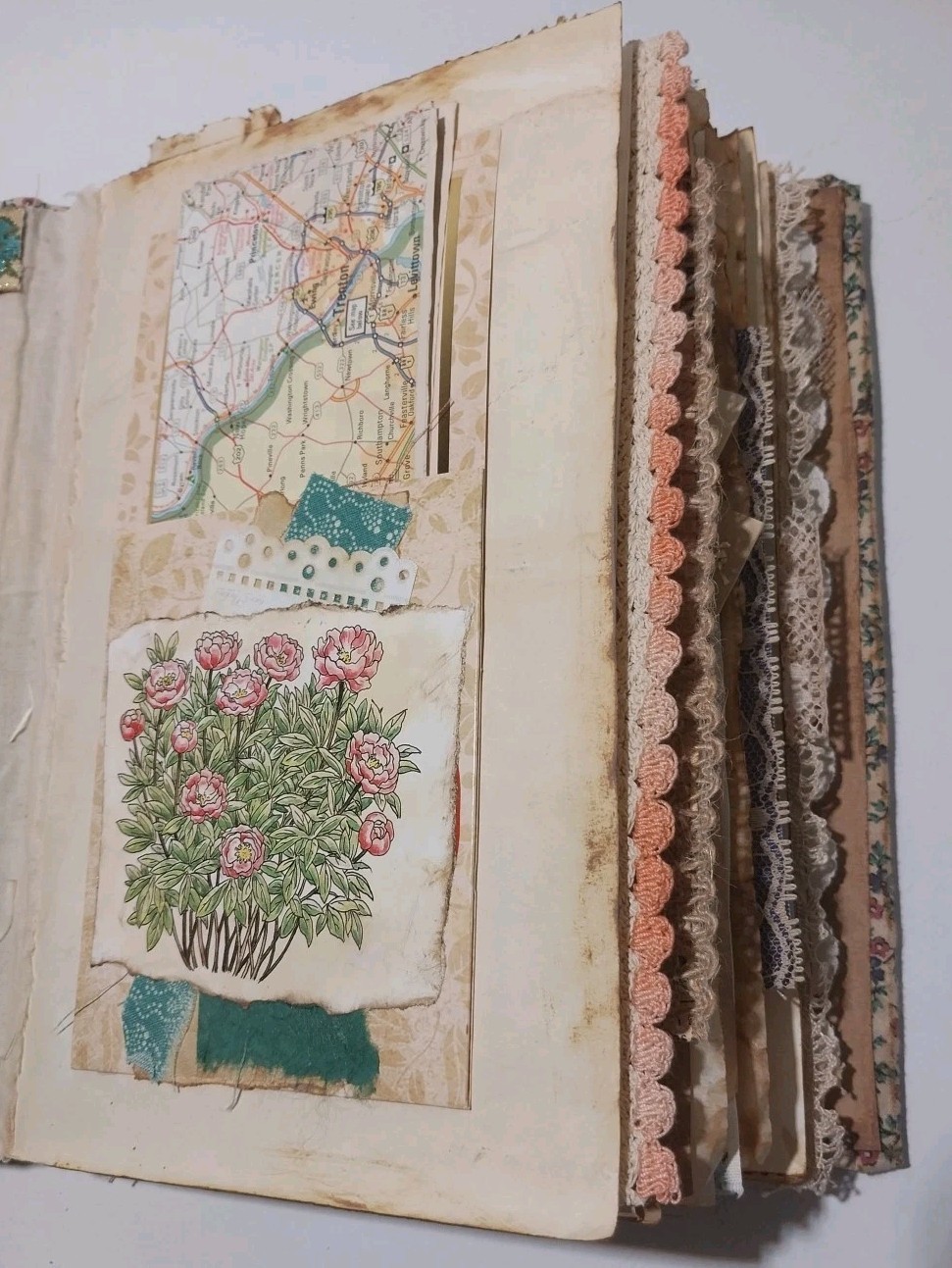 Junk Journal Antique Vtg. Ephemera Handmade Book Lg 9.5″x6.5″ Mother’s Day Gift