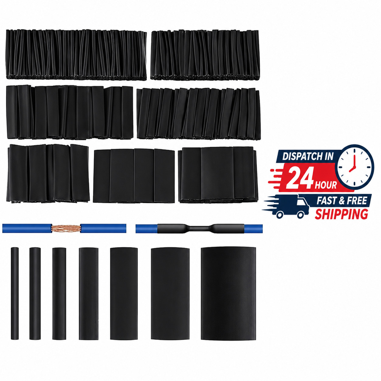 446 Pcs Heat Shrink Tubing Kit-4:1 Ratio Adhesive Lined Marine Grade Shrink