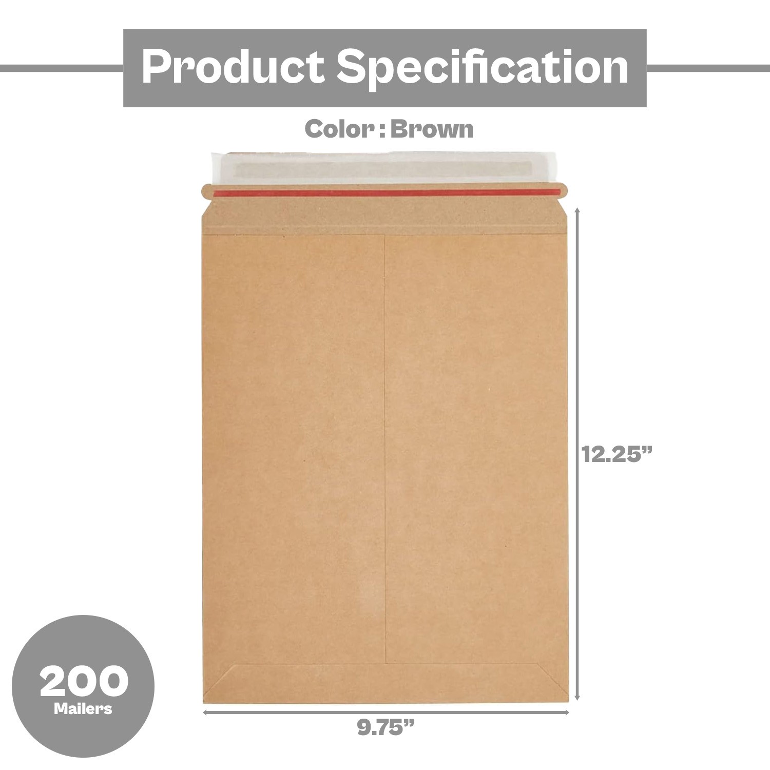 200 Kraft Rigid Photo Document Envelopes 9.75 x 12.25 Self Seal Postal Mailers