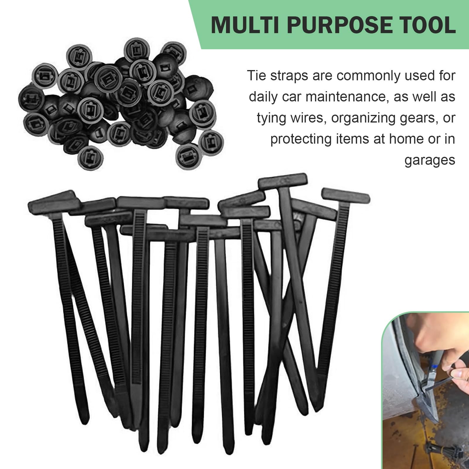 100 PCS Nylon Universal Cable Tie Buckle, Fixed Engine Floor Fender Liner Fen…