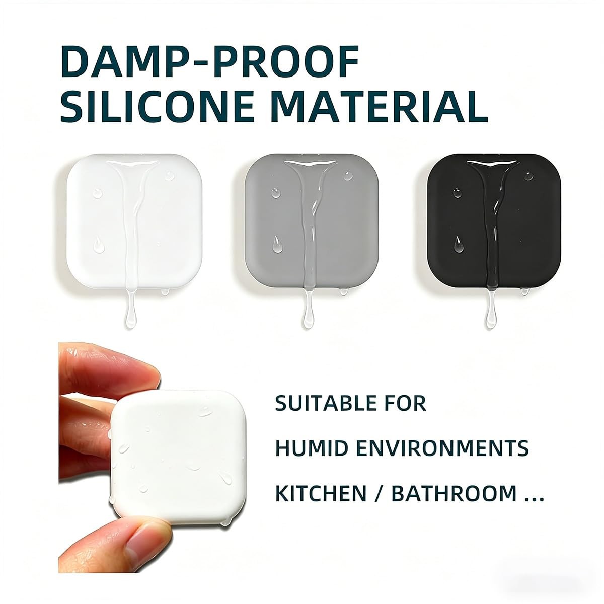 6 Pcs White Silicone Door Stoppers Wall Protectors 1.77 Inch Square